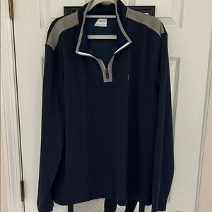 Izod Navy and Gray Quarter-Zip Golf Pullover